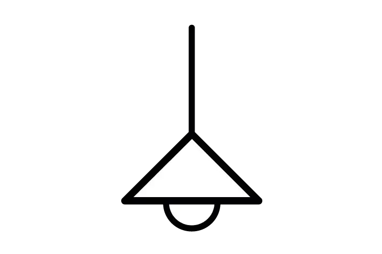 Grafik einer minimalistisch gezeichneten Hängelampe